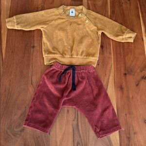 Petit Bateau Mustard and Burgundy Kids‎ Set